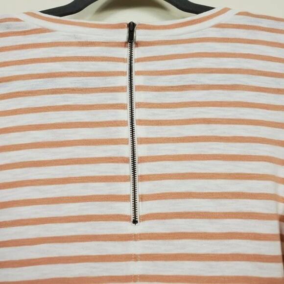 J Crew Embellished Striped Top Tan Ivory 3/4 Sleeve Women Size S Cotton - Picture 6 of 10